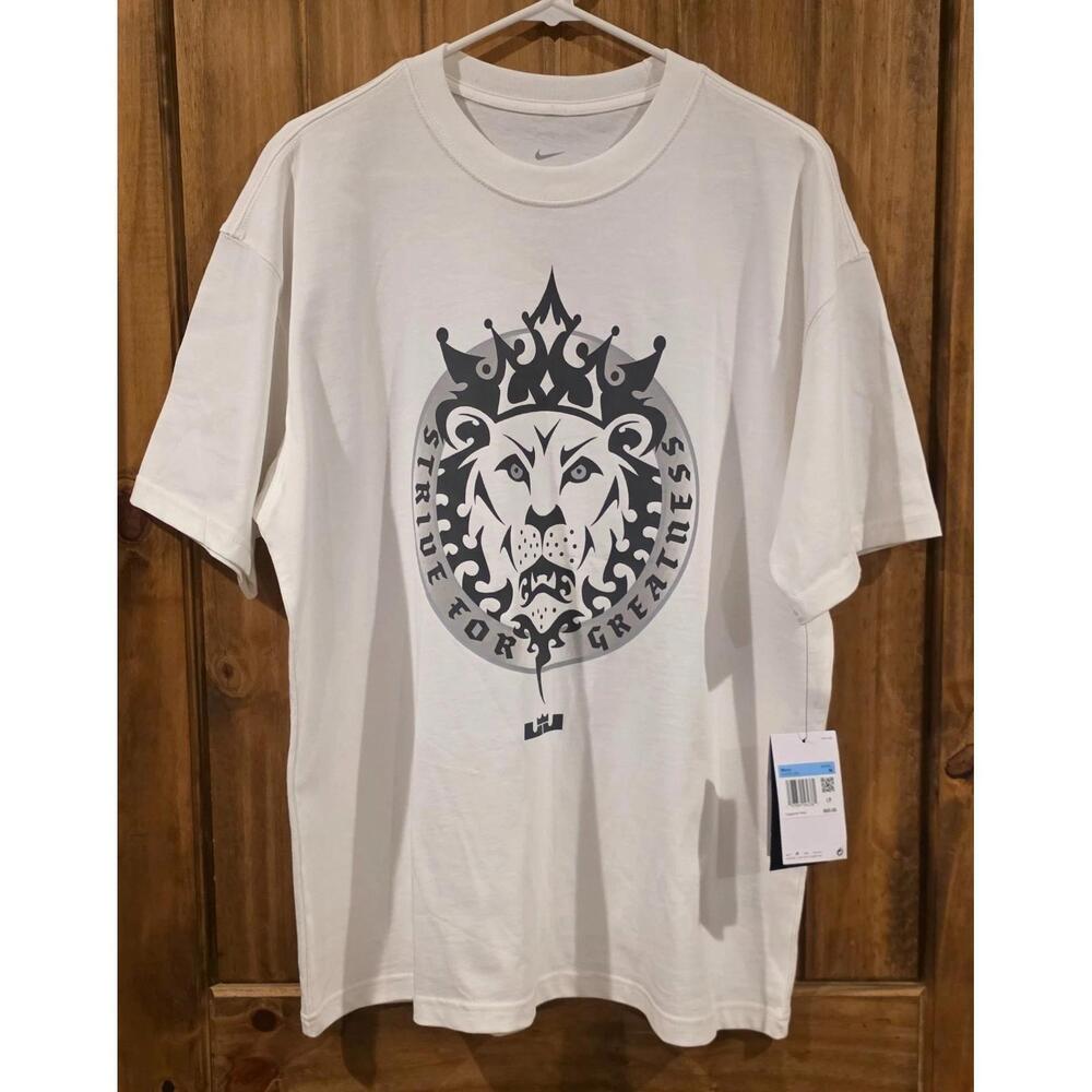Lebron Max90 Basketball T-Shirt Mens  White Loose Fit Short Sleeve